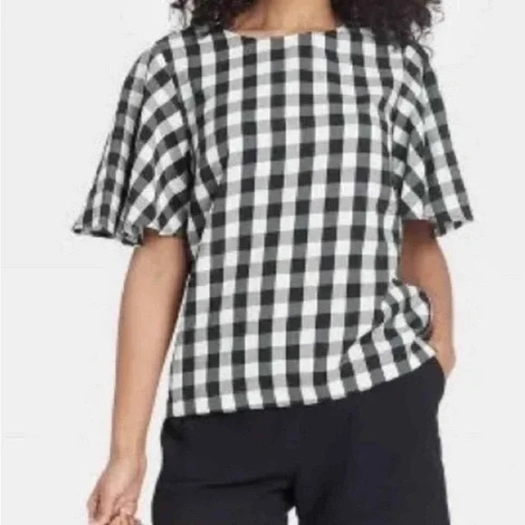 Black and White Gingham Blouse - Picture 1 of 5